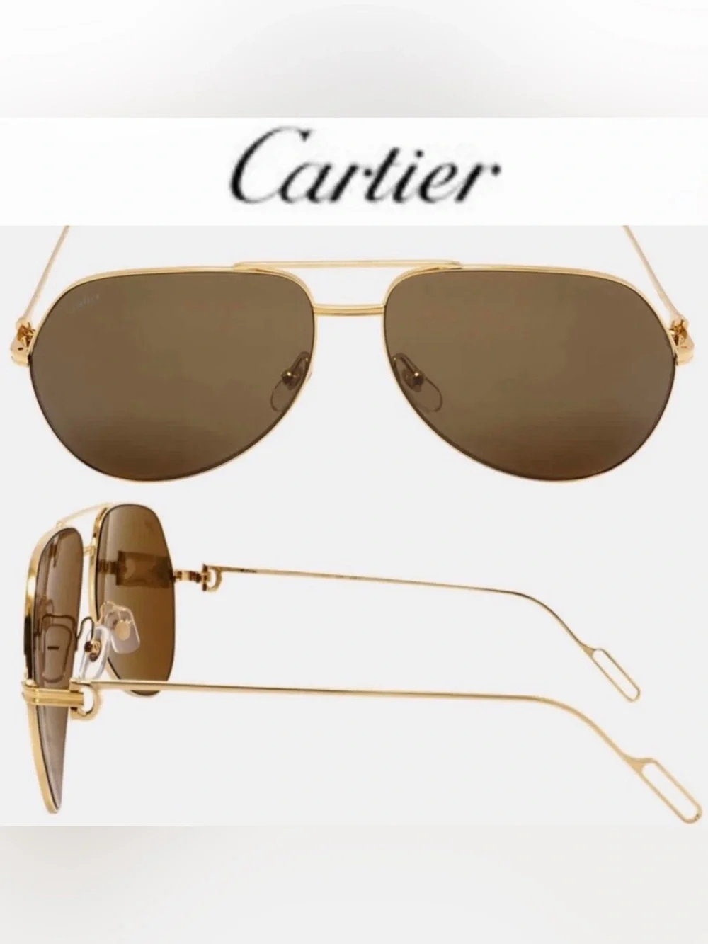 Cartier Première de Cartier CT0110S Aviator Gold Frame Sunglasses NEW $1445